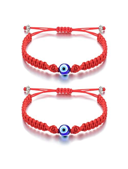 Tarsus Big Evil Eye Adjustable Bracelet Kabbalah Red String Amulet Nazar for Family Couple Bestfriend Women Men Girls