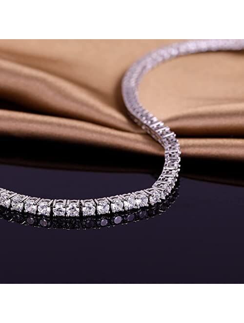 GMESME 18K White Gold Plated 3.0mm Cubic Zirconia Classic Tennis Bracelet 6/6.5/7/7.5/8/8.5/9 Inch