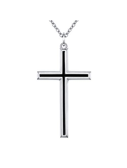 Men's S925 Sterling Silver Cross Pendant Necklace 24 Inches Silver Chain