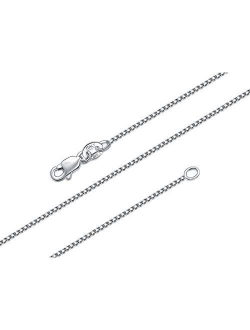 BORUO 925 Sterling Silver Box Chain Necklace, 1mm 1.5mm Solid Italian Nickel-Free Lobster Claw Clasp 14-30 Inch