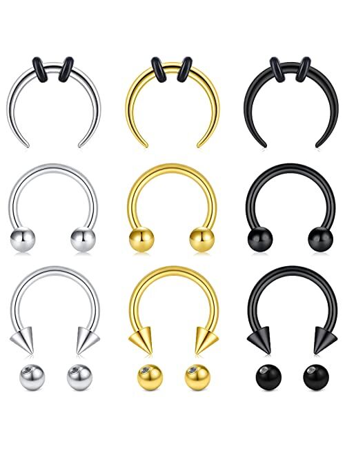 Longita Septum Rings Septum Jewelry 16g 18g Septum Ring Septum Piercing 20g Horseshoe Earring Hoop Lip Ring Silver Black Gold