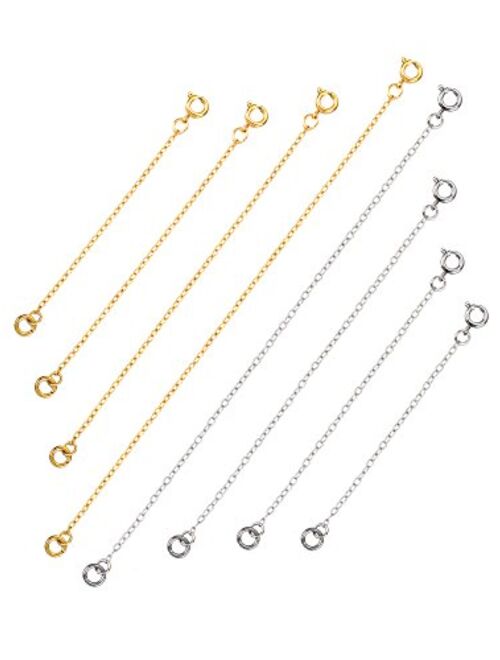 Mudder 8 Pieces Stainless Steel Necklace Extender Chains Bracelet Extension Chain, Silver and Gold