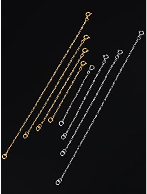 Mudder 8 Pieces Stainless Steel Necklace Extender Chains Bracelet Extension Chain, Silver and Gold