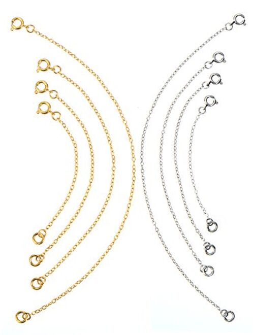 Mudder 8 Pieces Stainless Steel Necklace Extender Chains Bracelet Extension Chain, Silver and Gold