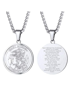 PROSTEEL Saint Michael The Archangel Necklace Pendant & Chain Catholic Religious Jewelry