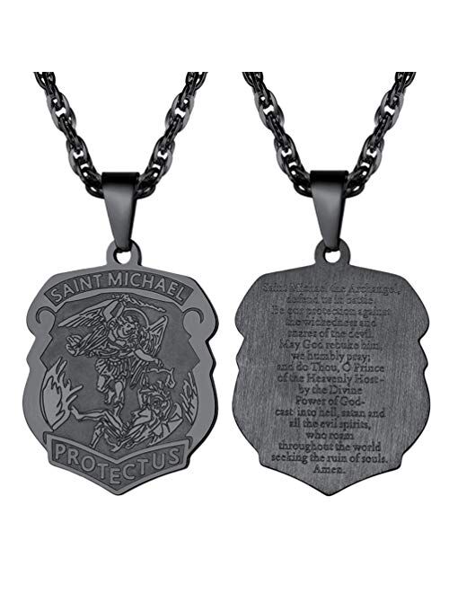 PROSTEEL Saint Michael The Archangel Necklace Pendant & Chain Catholic Religious Jewelry