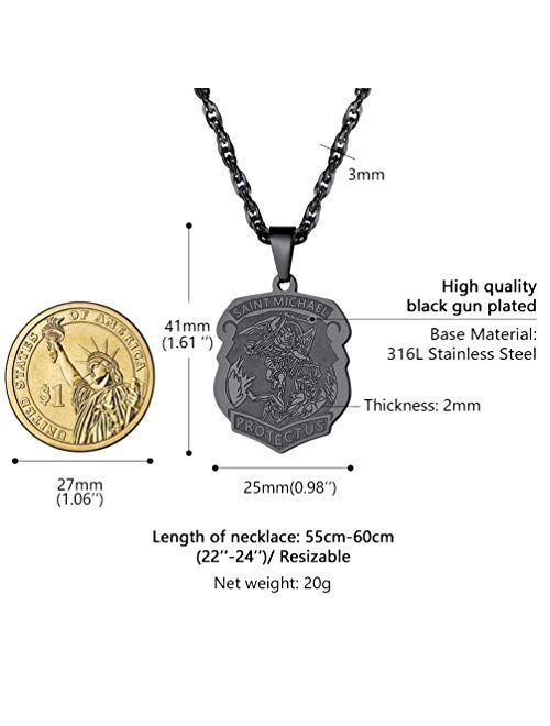 PROSTEEL Saint Michael The Archangel Necklace Pendant & Chain Catholic Religious Jewelry