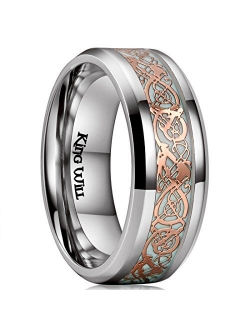 King Will DRAGON 7mm/8mm Green/Blue Celtic Dragon Rings Luminou Glow Black/Silver Titanium Wedding Ring for Men Zircon