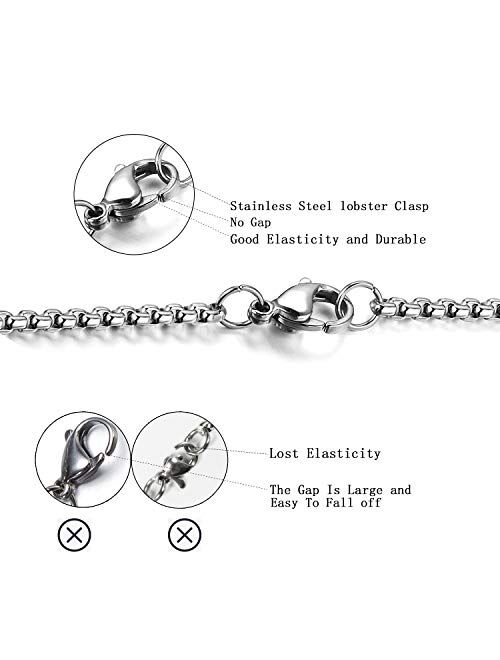 Estendly 2mm-7mm 16-38In Stainless Steel Rolo Chain Necklace Crude Chain Necklace for Men Women Jewelry