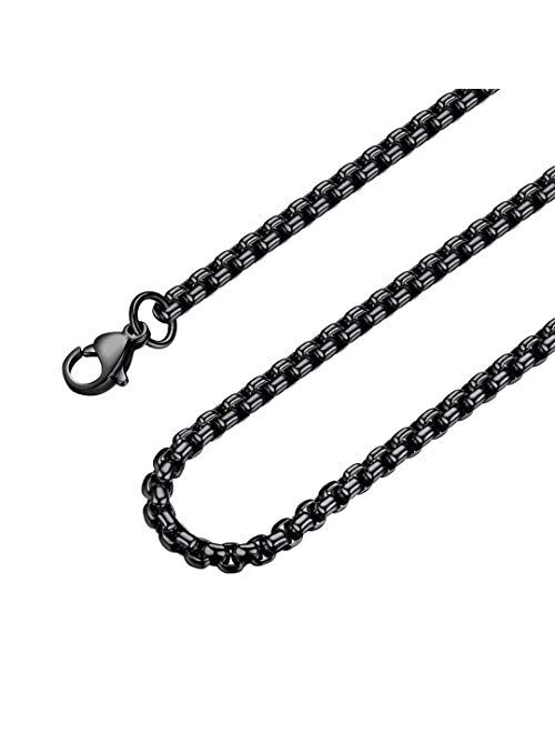 Estendly 2mm-7mm 16-38In Stainless Steel Rolo Chain Necklace Crude Chain Necklace for Men Women Jewelry