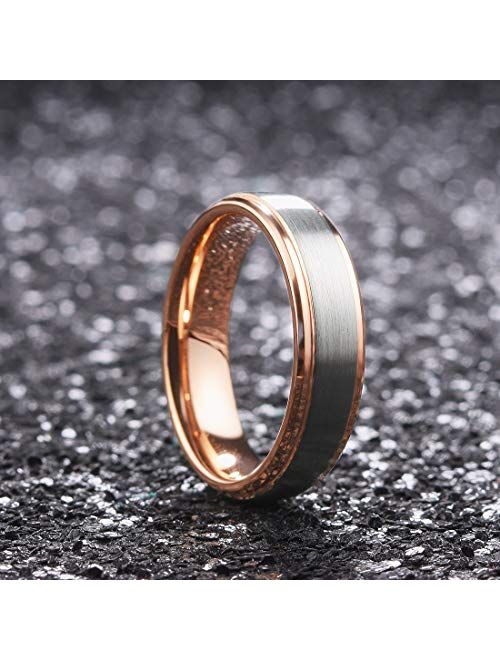 King Will Duo Unisex 5mm 6mm 7mm 8mm 18k Rose Gold Plated Tungsten Carbide Ring Two Tone Silver Wedding Band