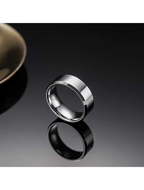 King Will Basic Men's 4mm/5mm/6mm/7mm/8mm Tungsten Carbide Ring Polished Plain Comfort Fit Wedding Engagement Band