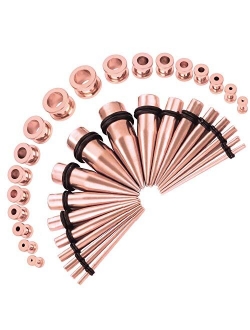 BodyJ4You 36PC Gauges Kit Ear Stretching 14G-00G Surgical Steel Taper Screw Fit Tunnel Plug Jewelry