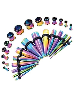 BodyJ4You 28PC Gauges Kit Ear Stretching 12G-0G Surgical Steel Tunnel Plugs Tapers Piecing Set