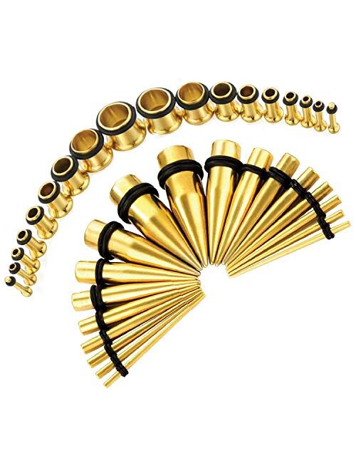 BodyJ4You 28PC Gauges Kit Ear Stretching 12G-0G Surgical Steel Tunnel Plugs Tapers Piecing Set