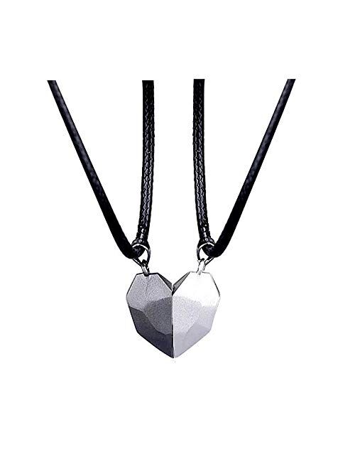 LEGENSTAR Two Souls One Heart Pendant Necklaces for Couple,Wishing Stone Creative Magnet Couples Necklace