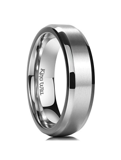 King Will Basic 3mm 5mm 6mm 7mm 8mm 9mm Silver/Black Titanium Ring Matte Finished Wedding Band Comfort Fit Beveled Edge