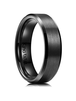 King Will Basic 3mm 5mm 6mm 7mm 8mm 9mm Silver/Black Titanium Ring Matte Finished Wedding Band Comfort Fit Beveled Edge