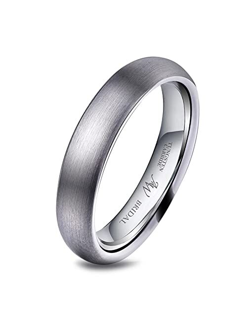 AW BRIDAL 4mm 5mm 8mm Tungsten Carbide Wedding Band Engagement Ring for Men Women Dome Polished Comfort Fit Size 5-15