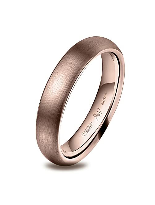 AW BRIDAL 4mm 5mm 8mm Tungsten Carbide Wedding Band Engagement Ring for Men Women Dome Polished Comfort Fit Size 5-15