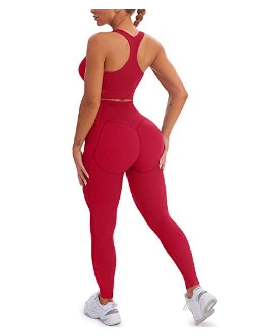 GILLYA Workout Sets for Women 2 Piece Matching Workout Sets Yoga Outfit Gym Sets 2 Piece Yoga Leggings Set