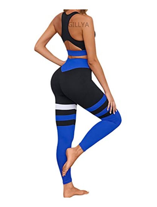 GILLYA Workout Sets for Women 2 Piece Matching Workout Sets Yoga Outfit Gym Sets 2 Piece Yoga Leggings Set