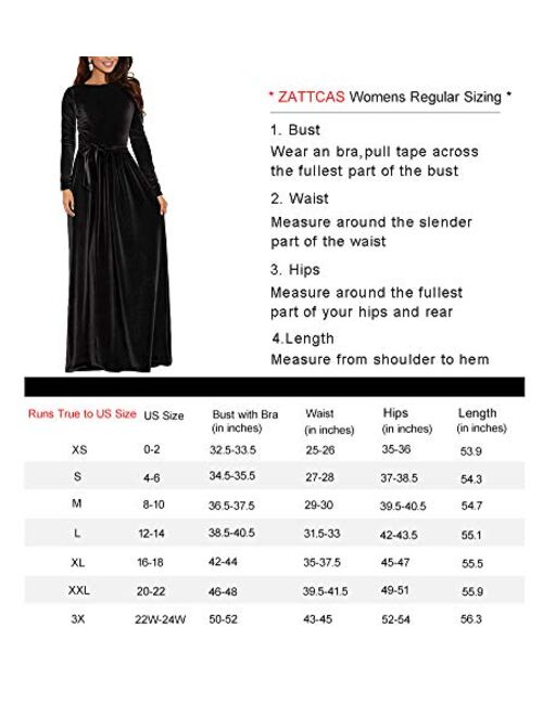 Zattcas Women's Elegant Velvet Long Sleeve Maxi Dress Winter Party Long Dress