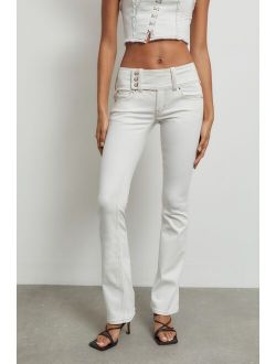 Y2K Belted Flare Jean White Denim