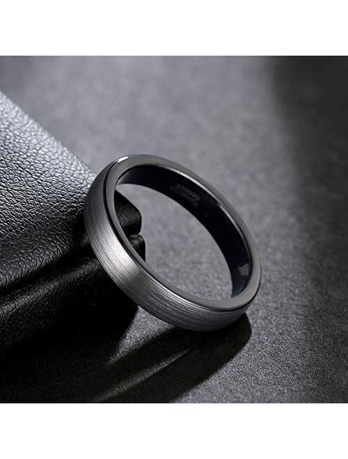 TRUMIUM 4mm 6mm 8mm Tungsten Rings for Men Women Engagement Wedding Band Brushed Black Comfort Fit Size 4-15