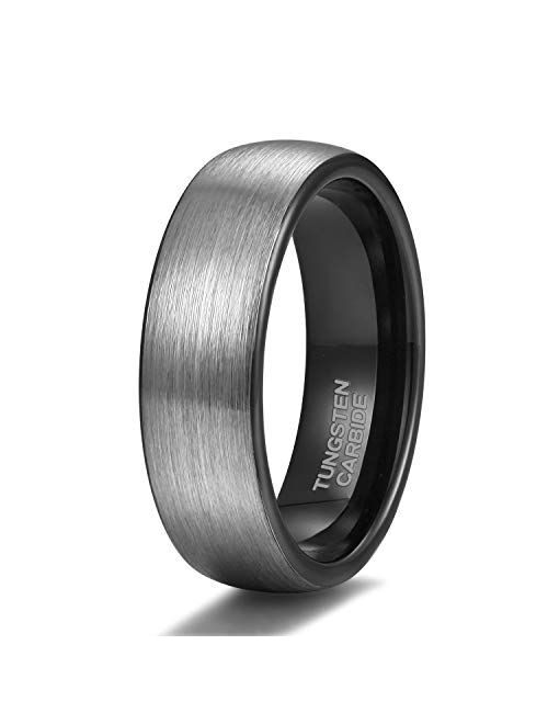 TRUMIUM 4mm 6mm 8mm Tungsten Rings for Men Women Engagement Wedding Band Brushed Black Comfort Fit Size 4-15