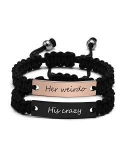 XUANPAI Personalized Handmade Braided Rope ID Plate Couples Bracelets for Women Men Friendship …