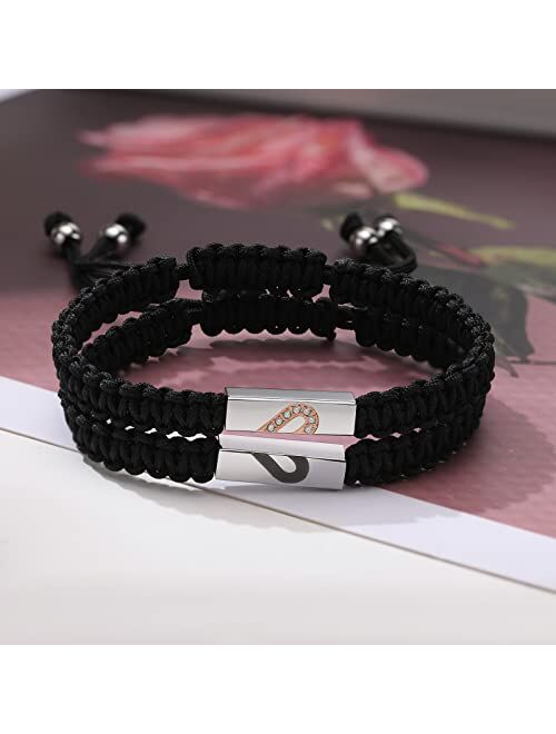 XUANPAI Personalized Handmade Braided Rope ID Plate Couples Bracelets for Women Men Friendship …