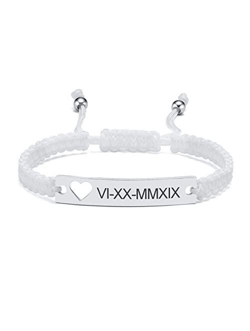 XUANPAI Personalized Handmade Braided Rope ID Plate Couples Bracelets for Women Men Friendship …