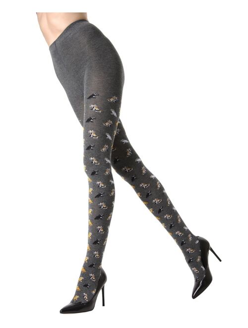 MeMoi Women's Pretty Kitties Reinforced Toe Sweater Tights