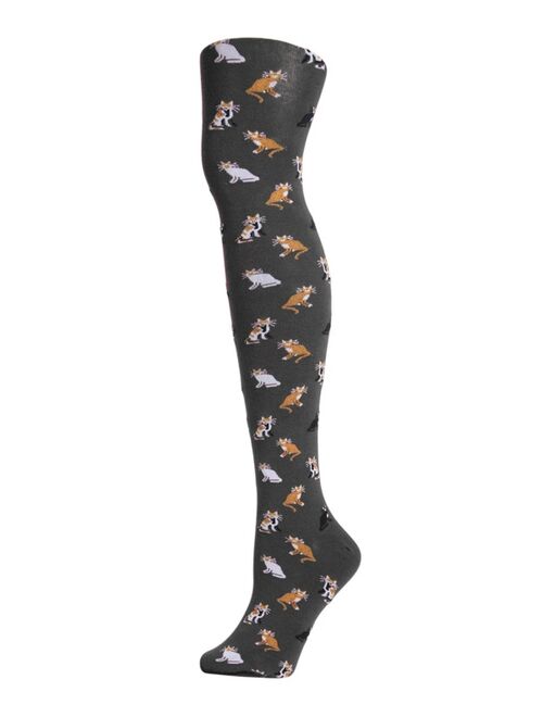 MeMoi Women's Pretty Kitties Reinforced Toe Sweater Tights