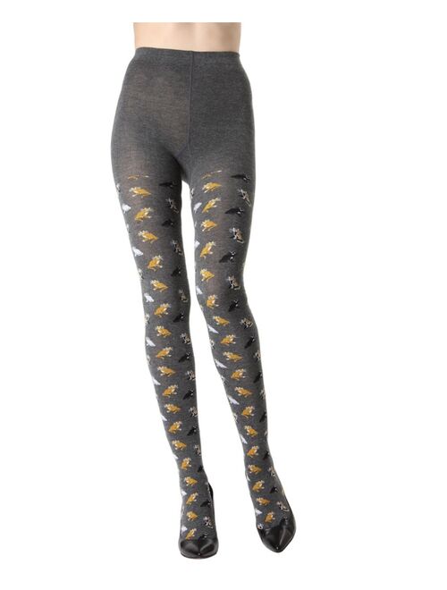 MeMoi Women's Pretty Kitties Reinforced Toe Sweater Tights