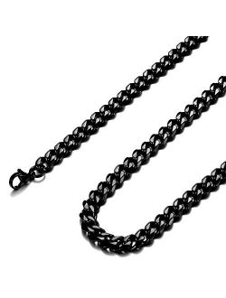 jonline24h Mens Stainless Steel Necklace Chain 18-30inches, Black, 6.5mm