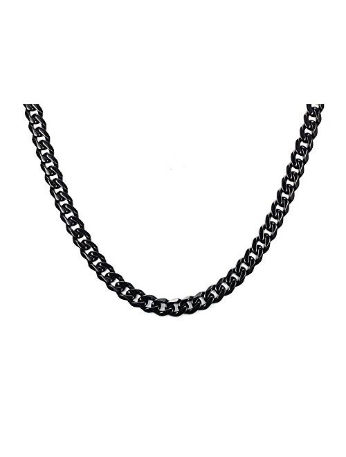 jonline24h Mens Stainless Steel Necklace Chain 18-30inches, Black, 6.5mm