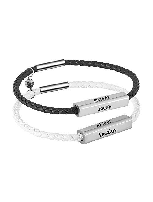 Novgarden Magnetic Bracelets for Couples, Stainless Steel Handmade Braided Rope Matching Custom BFF Bracelets Couple Friend Gifts for Her and Him