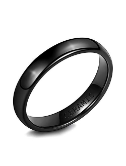 SOMEN TUNGSTEN 2mm 4mm 6mm Black/White Ceramic Rings for Men Women Comfort Fit Engagement Wedding Band Size 3-13