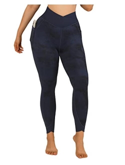 Women V Cross Waist Butt Lifting Leggings with Pockets High Waisted Workout Yoga Pants