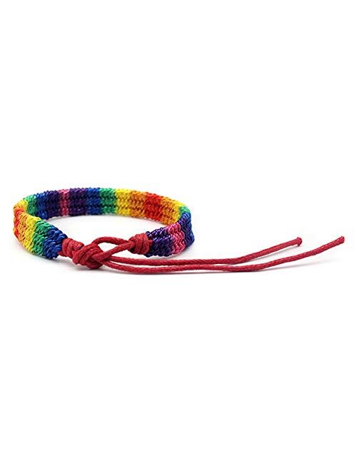 Nanafast Rainbow LGBT Pride Bracelet Handmade Braided Friendship String Bracelet for Gay & Lesbian LGBTQ Wristband Adjustable Size