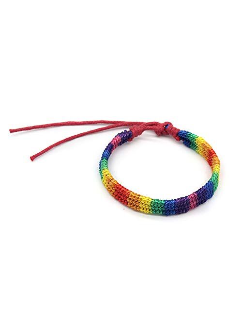 Nanafast Rainbow LGBT Pride Bracelet Handmade Braided Friendship String Bracelet for Gay & Lesbian LGBTQ Wristband Adjustable Size