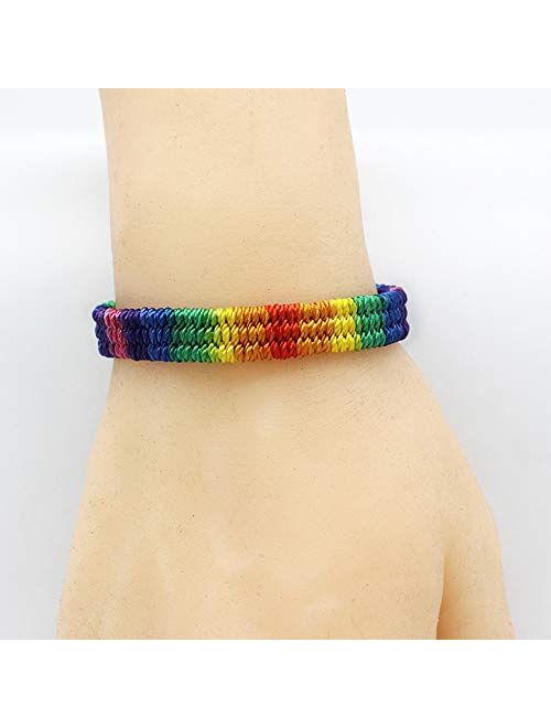 Nanafast Rainbow LGBT Pride Bracelet Handmade Braided Friendship String Bracelet for Gay & Lesbian LGBTQ Wristband Adjustable Size