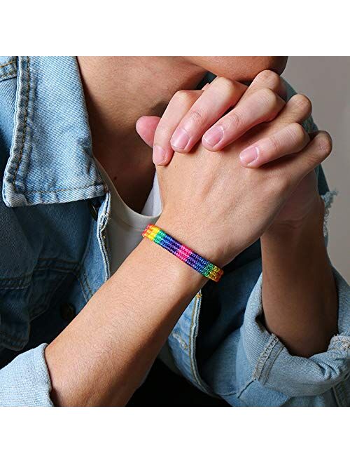 Nanafast Rainbow LGBT Pride Bracelet Handmade Braided Friendship String Bracelet for Gay & Lesbian LGBTQ Wristband Adjustable Size