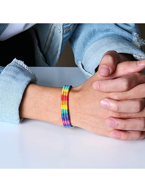 Nanafast Rainbow LGBT Pride Bracelet Handmade Braided Friendship String Bracelet for Gay & Lesbian LGBTQ Wristband Adjustable Size