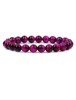 Amandastone Natural Gemstone 8mm Round Beads Stretch Bracelet 7 Inch