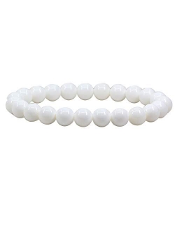 Amandastone Natural Gemstone 8mm Round Beads Stretch Bracelet 7 Inch