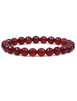 Amandastone Natural Gemstone 8mm Round Beads Stretch Bracelet 7 Inch