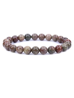 Amandastone Natural Gemstone 8mm Round Beads Stretch Bracelet 7 Inch